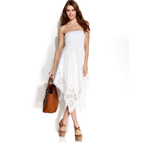 white dress shirt michael kors girls women's dress|Michael Kors strapless dress.